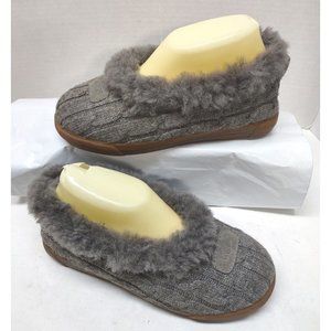 UGG Australia Rylan Knit Women Gray Cable Knit Sheepskin Slipper Shoes 3314 Sz 7